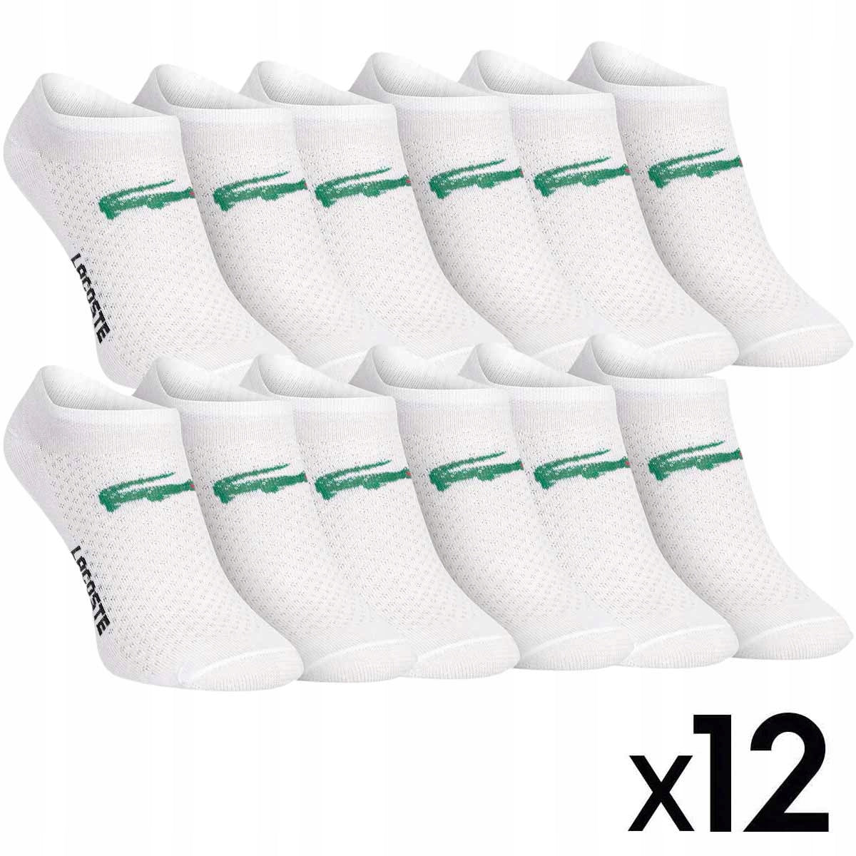 Skarpetki LACOSTE stopki 12 par białe