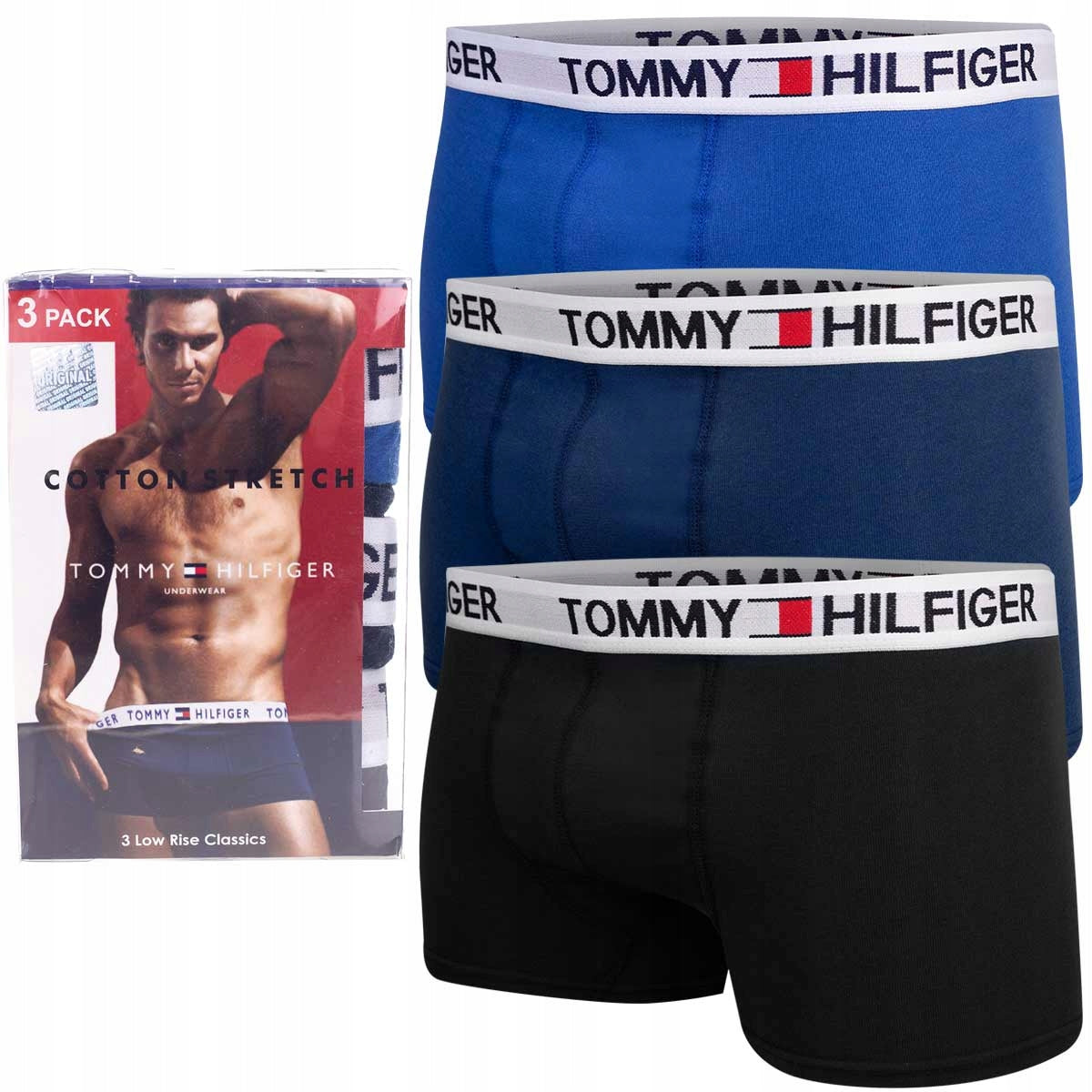 Bokserki męskie TOMMY HILFIGER 3 pary czarne/granatowe/niebieskie