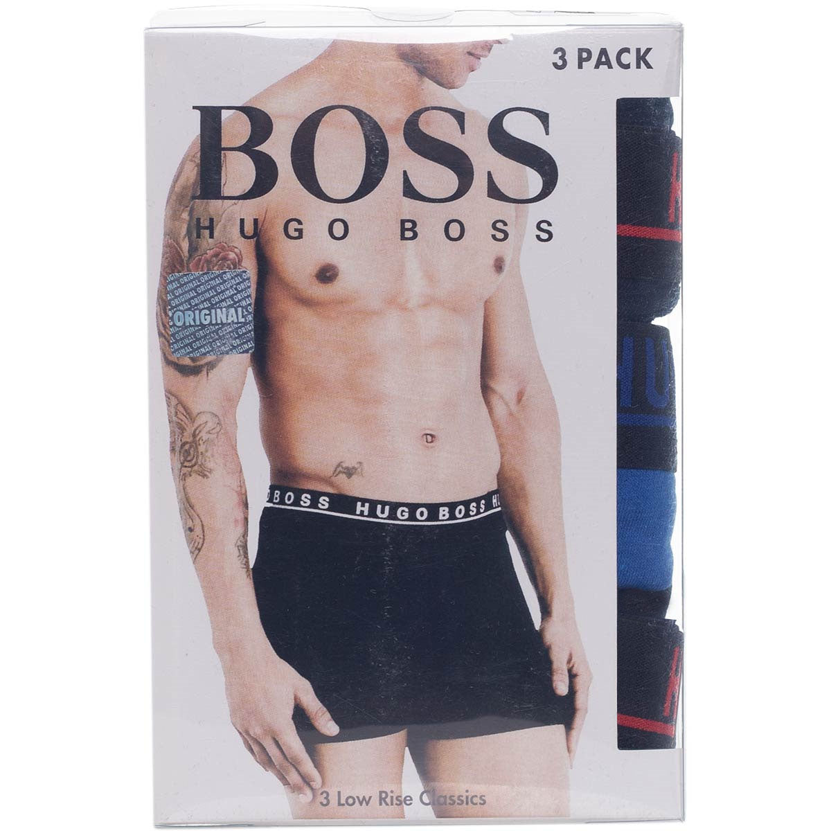 Bokserki męskie HUGO BOSS majtki 3 PARY BAWEŁNA granatowe/niebieskie