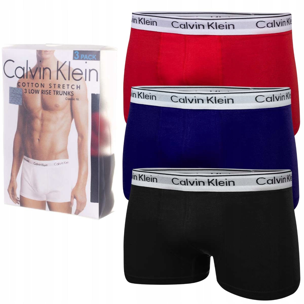 Bokserki męskie CALVIN KLEIN majtki 3 pary czarne/czerwone/granatowe