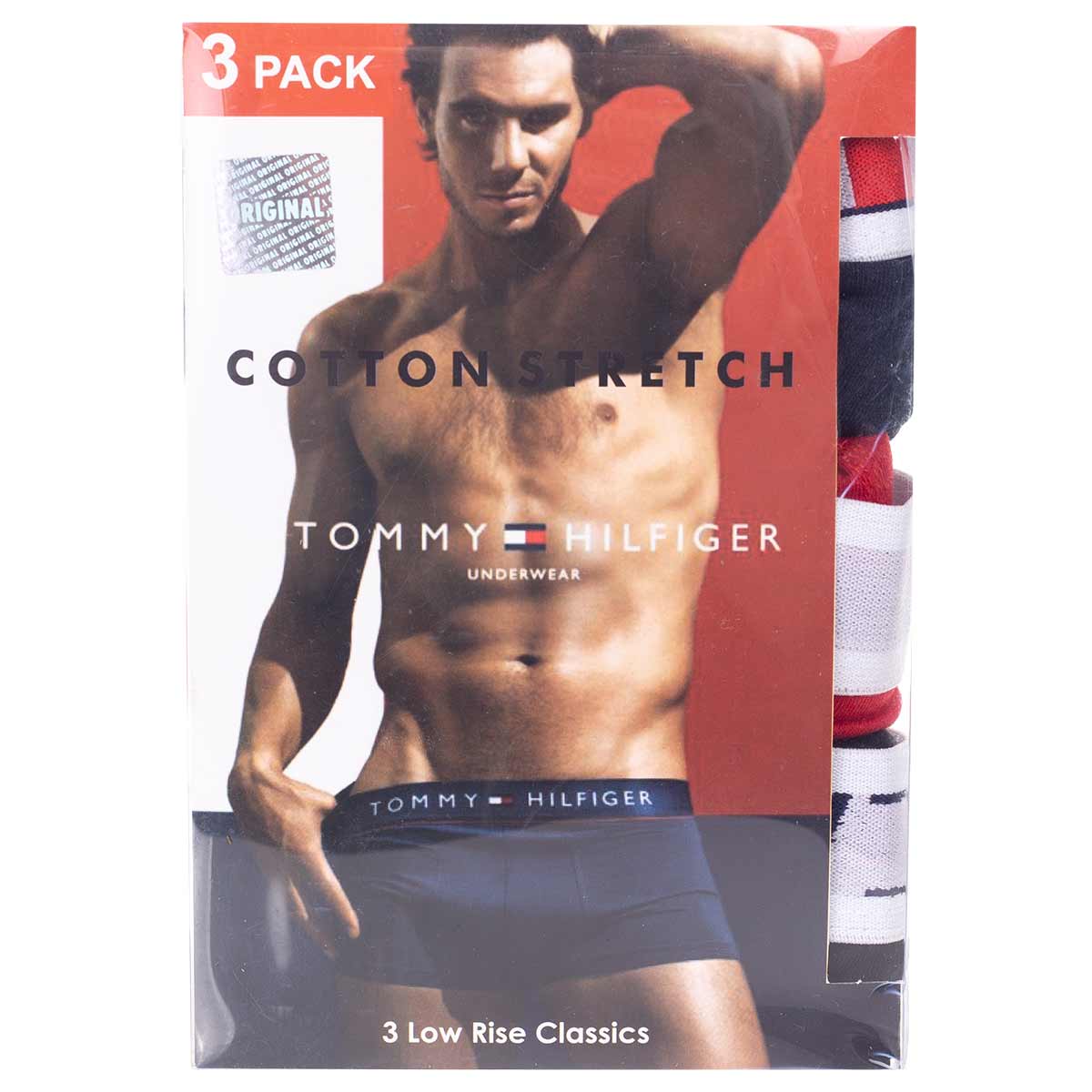 Bokserki męskie TOMMY HILFIGER majtki 3 pary czarne/czerwone/granatowe