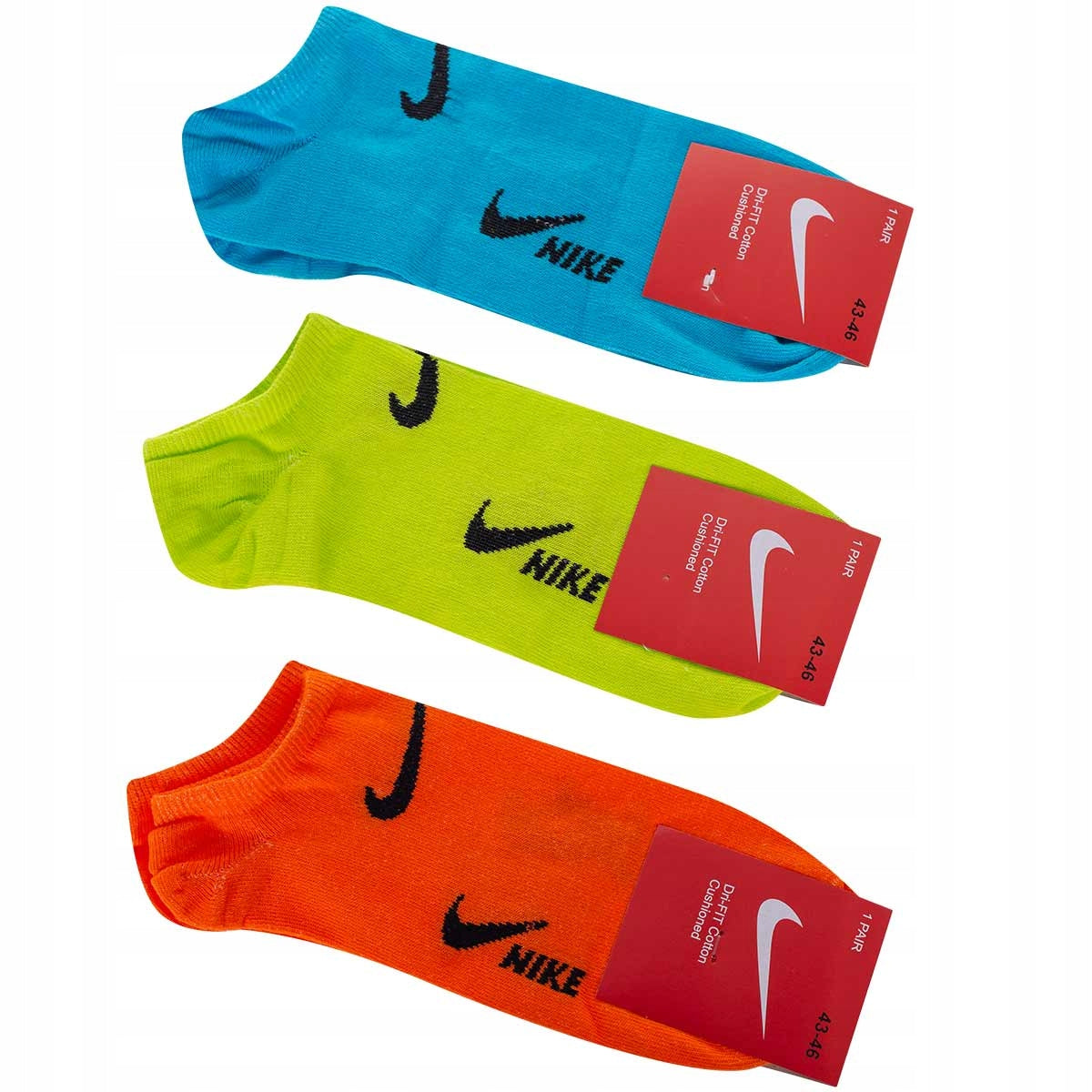 Skarpetki NIKE stopki 12 PAR pomarańczowe/niebieskie/ zielone