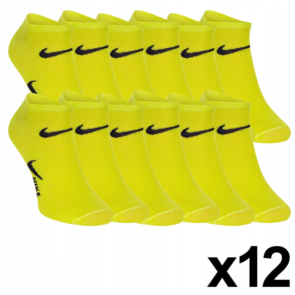 Skarpetki NIKE stopki 100% bawełna 12 PAR limonkowa zieleń