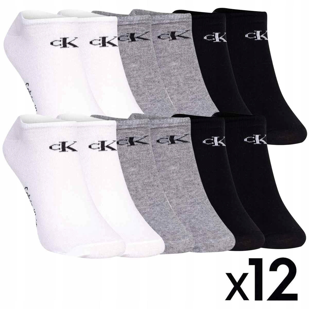 Skarpetki CALVIN KLEIN stopki 12 par białe/szare/czarne