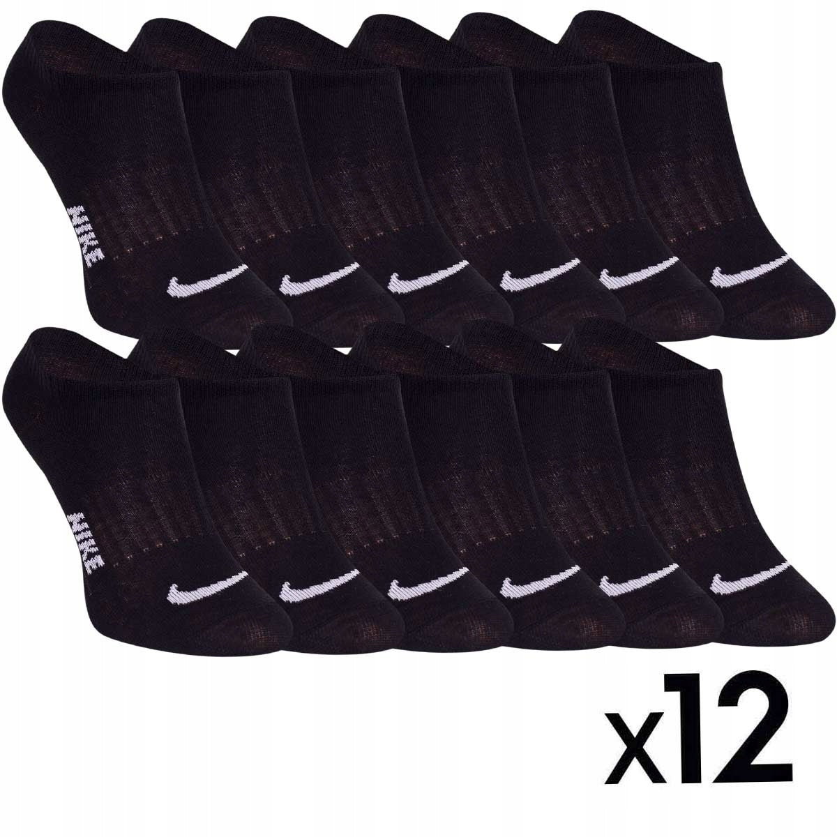 Skarpetki NIKE stopki 100% bawełna 12 PAR czarne