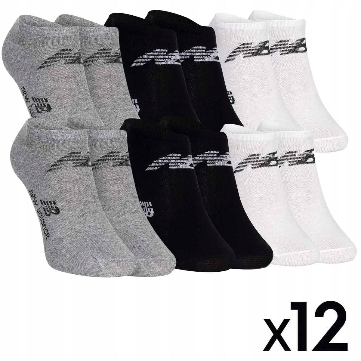 Skarpetki NEW BALANCE stopki 12 par białe/szare/czarne