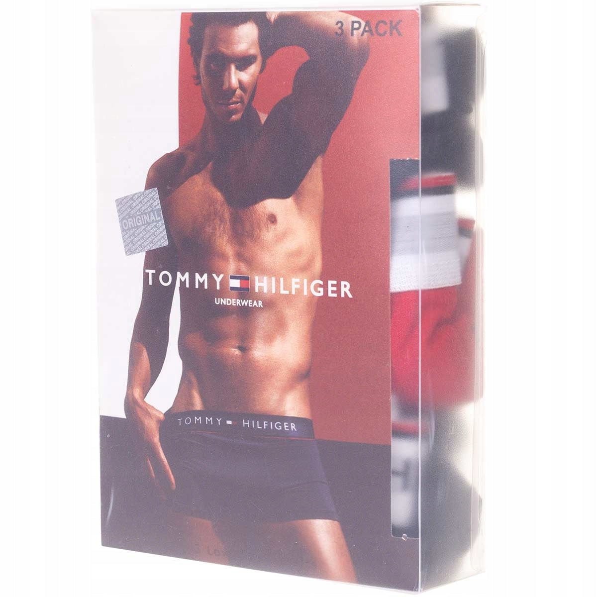 Bokserki męskie TOMMY HILFIGER majtki 3 pary czarne/czerwone/granatowe