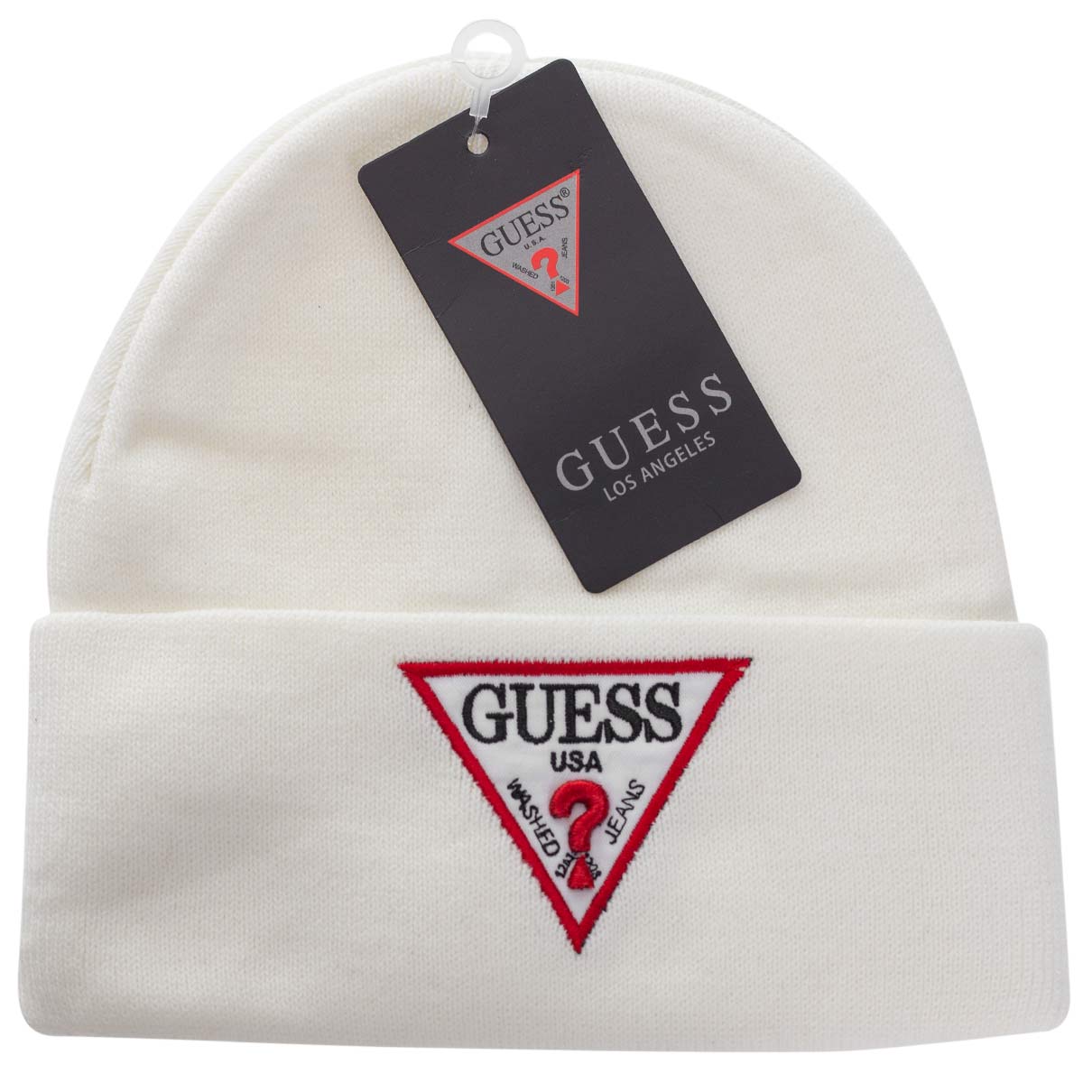 Czapka zimowa GUESS bawełniana ecru