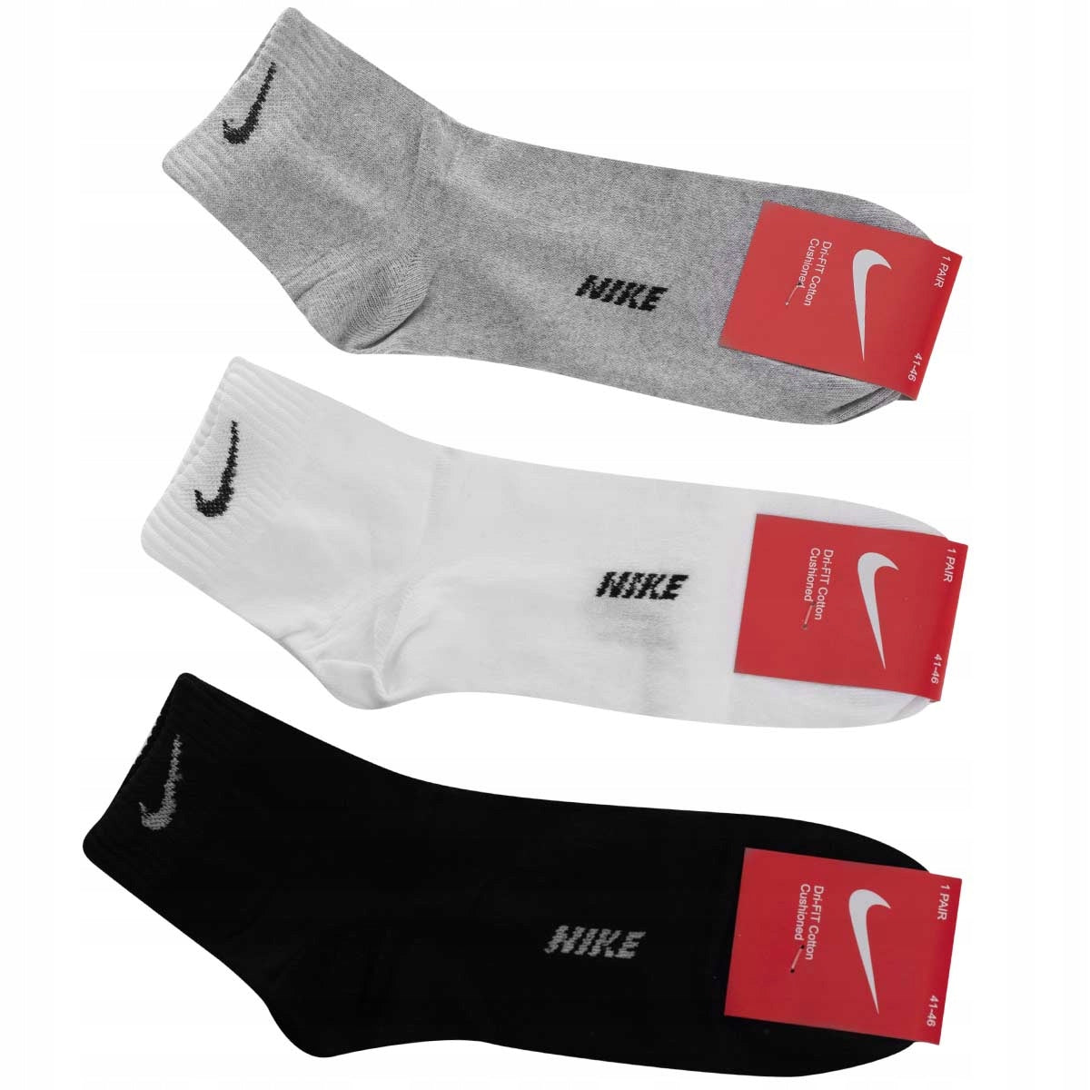 Skarpetki NIKE skarpety 100% bawełna 12 PAR białe/czarne/szare
