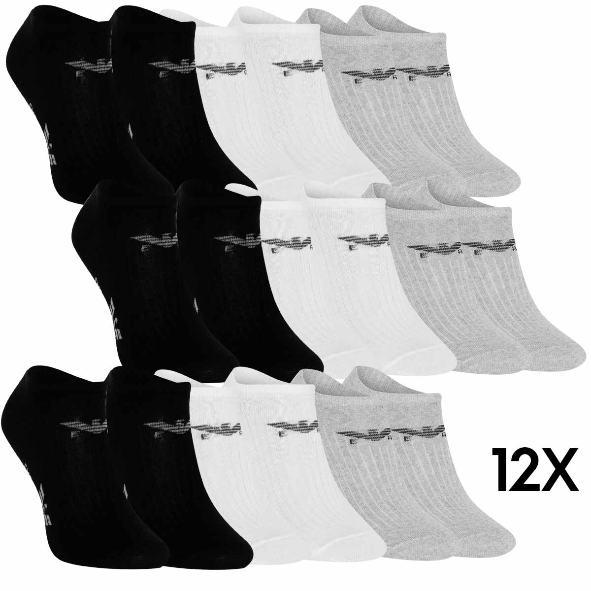 Skarpetki EMPORIO ARMANI stopki 12 par białe/czarne/szare