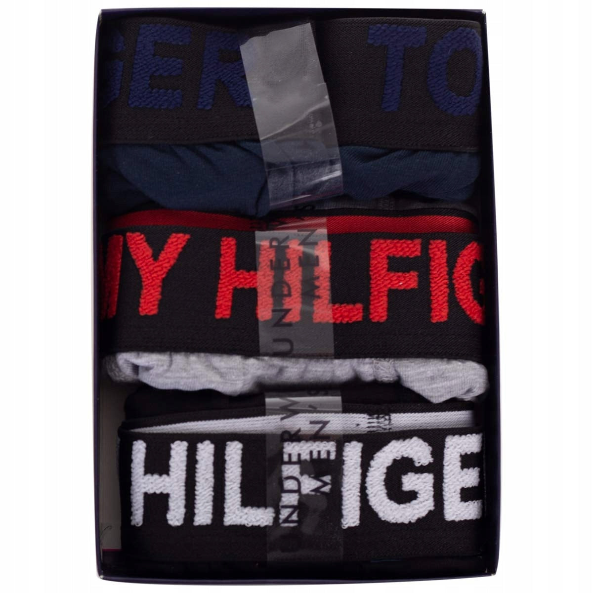 GIFTBOX Bokserki męskie TOMMY HILFIGER 3 pary granatowe/czarne/szare