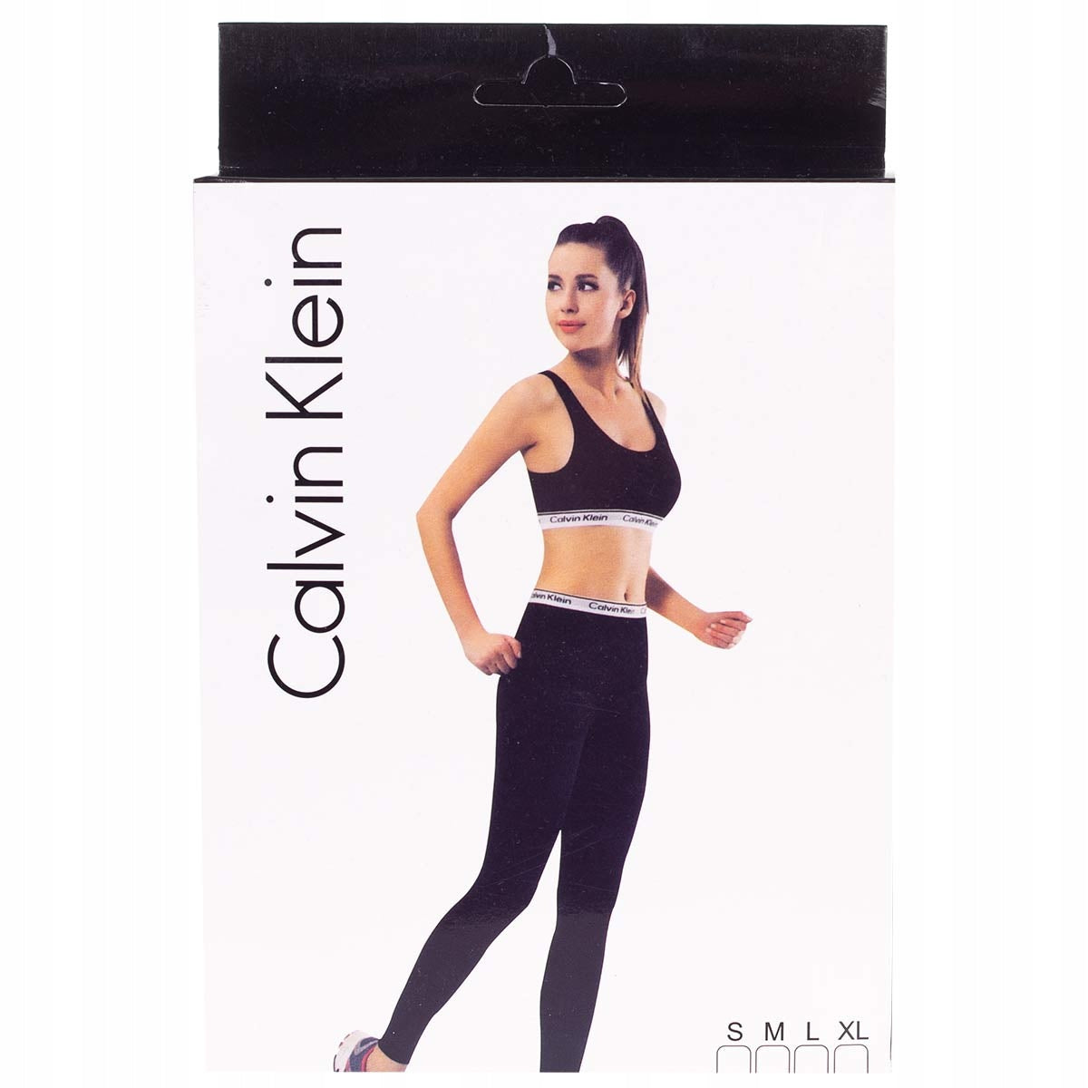 Damski komplet sportowy BAWEŁNA biustonosz + legginsy CALVIN KLEIN czarny