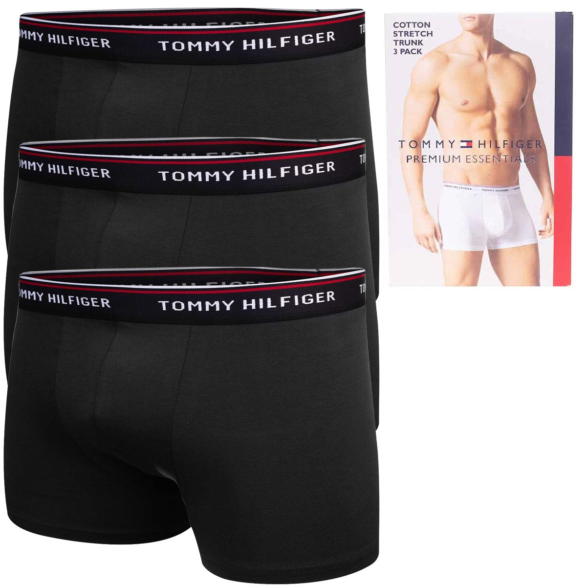 Bokserki męskie TOMMY HILFIGER majtki 3 PARY BAWEŁNA czarne
