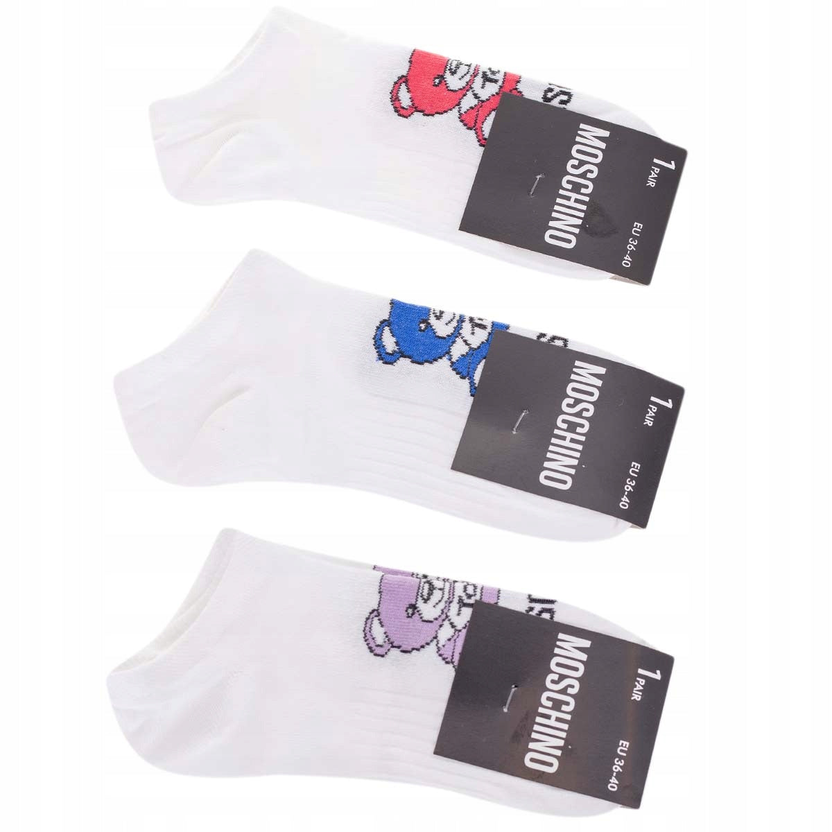 Skarpetki MOSCHINO stopki BAWEŁNA 12 par białe