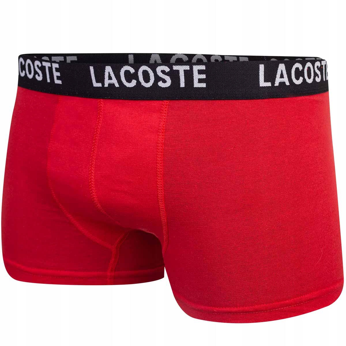 Bokserki męskie LACOSTE majtki 3 pary BAWEŁNA czarne/niebieskie/czerwone