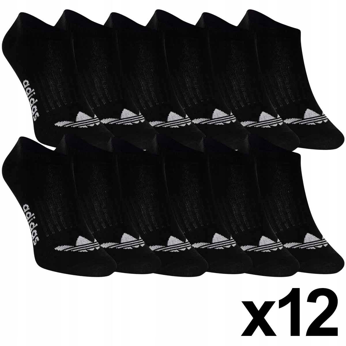 Skarpetki ADIDAS stopki 12 PAR 100% BAWEŁNA czarne