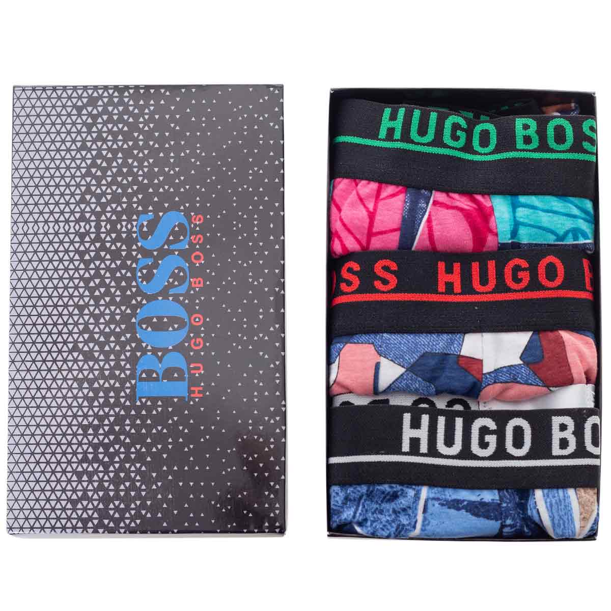 GIFTBOX Bokserki męskie HUGO BOSS majtki PREZENT 3 PARY BAWEŁNA jeansowe