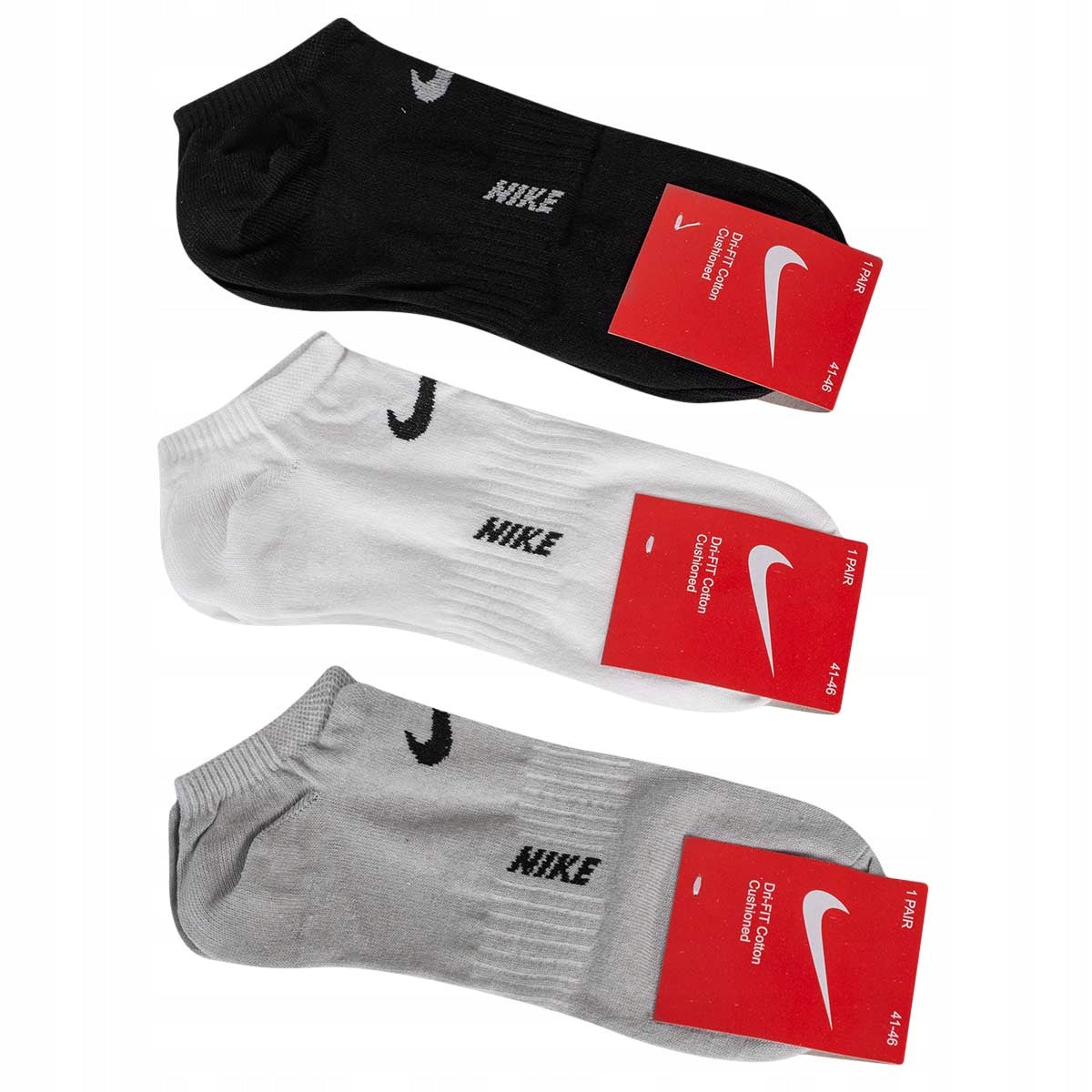 Skarpetki NIKE stopki 12 par białe/czarne/szare