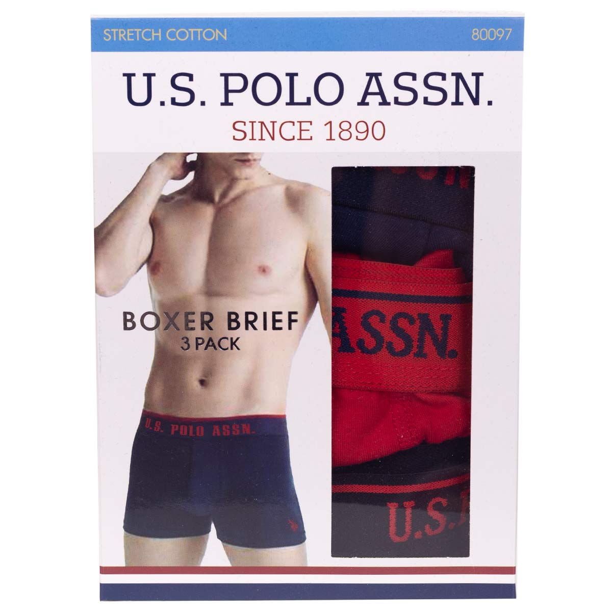 Bokserki męskie U.S. POLO ASSN majtki 3 PARY BAWEŁNA czarne, granatowe, czerwone