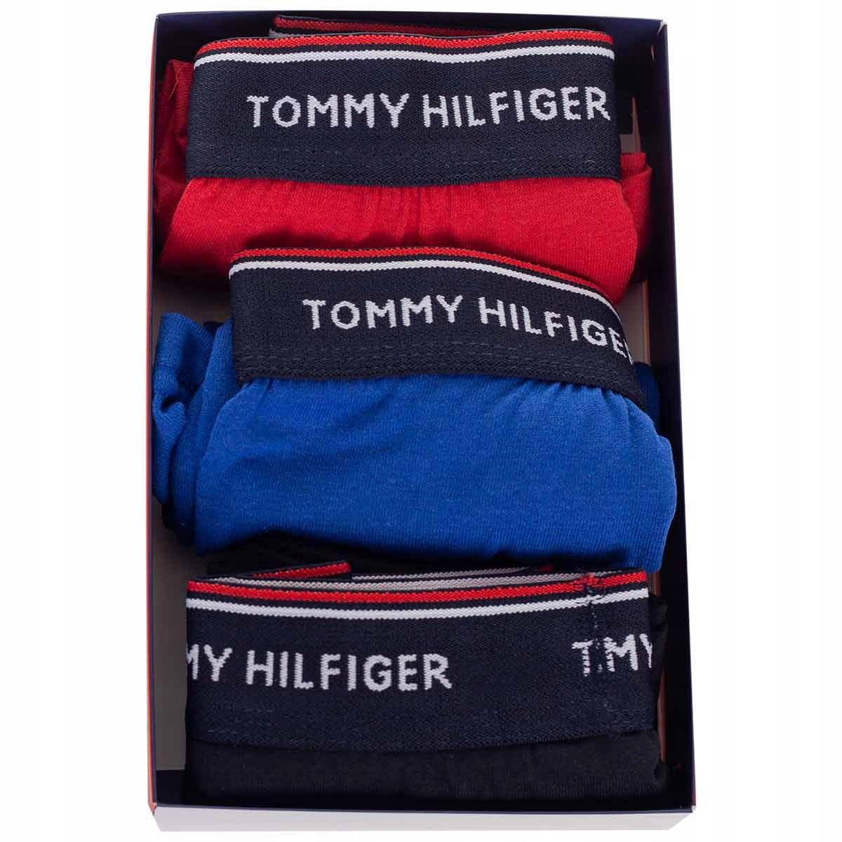 GIFTBOX Bokserki męskie TOMMY HILFIGER 3 pary czarne/czerwone/niebieskie