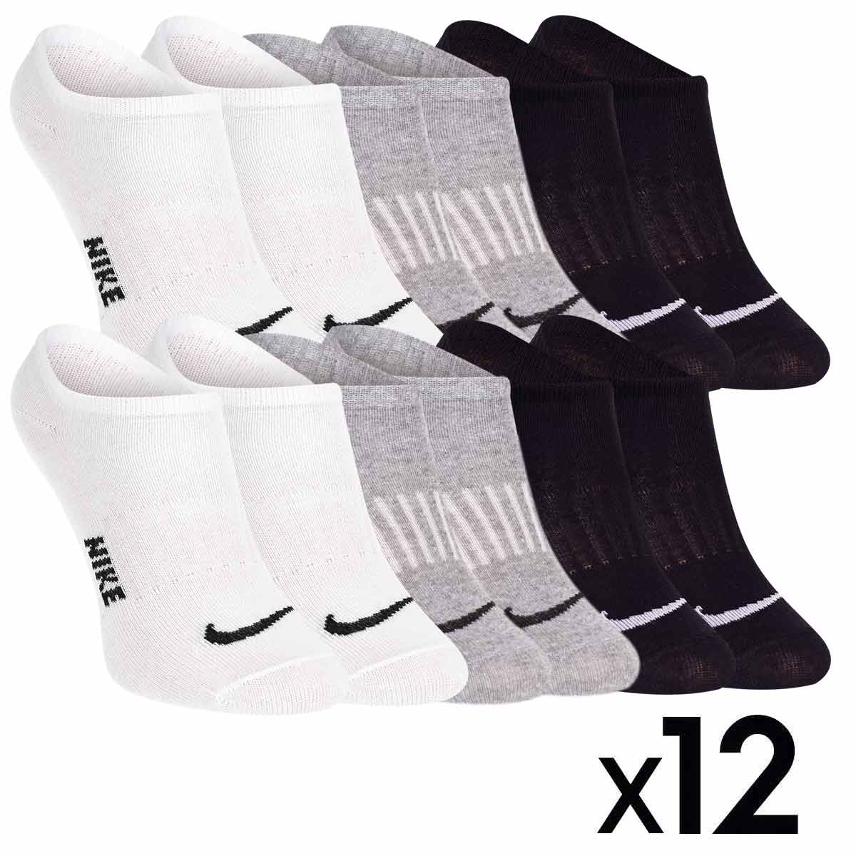 Skarpetki NIKE stopki 12 par białe/czarne/szare