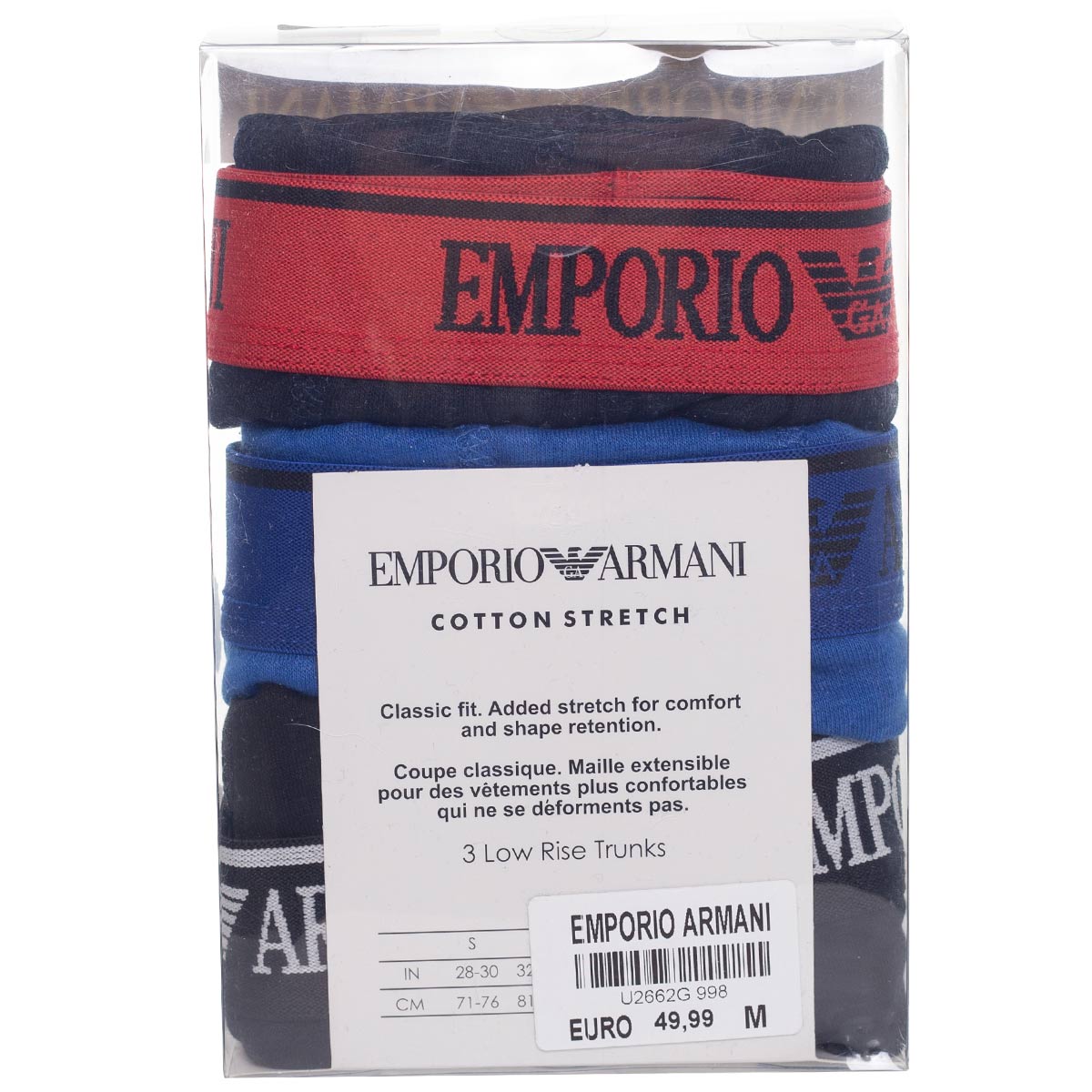 Bokserki męskie EMPORIO ARMANI majtki 3 PARY BAWEŁNA czarne/granatowe/niebieskie
