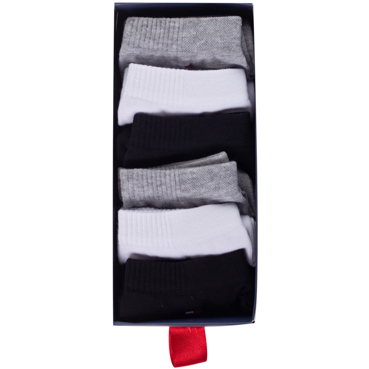 Męskie skarpetki GIFTBOX PREZENT stopki TOMMY HILFIGER 6P czarne, białe, szare one size