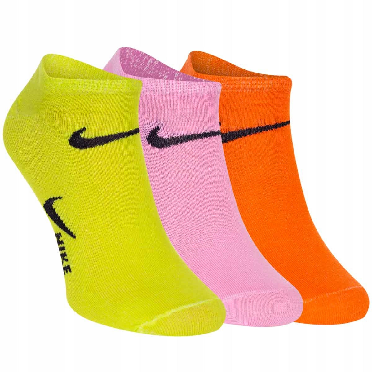 Skarpetki NIKE stopki 100% bawełna 8 PAR pomarańczowe/różowe/zielone 36-41
