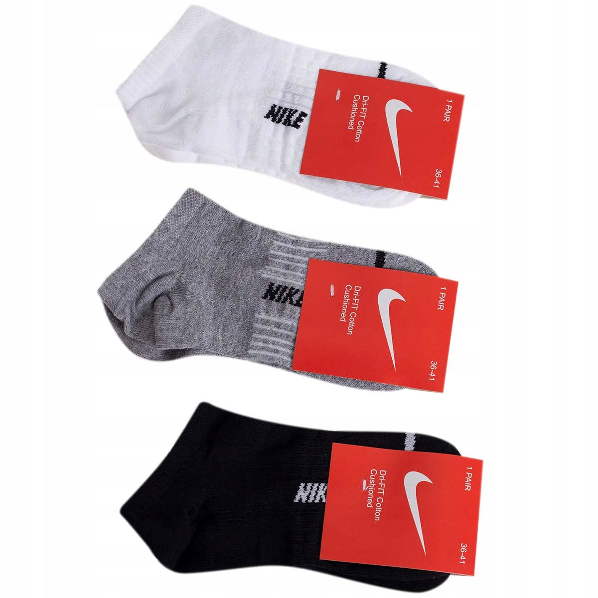 Skarpetki NIKE stopki 12 par białe/czarne/szare
