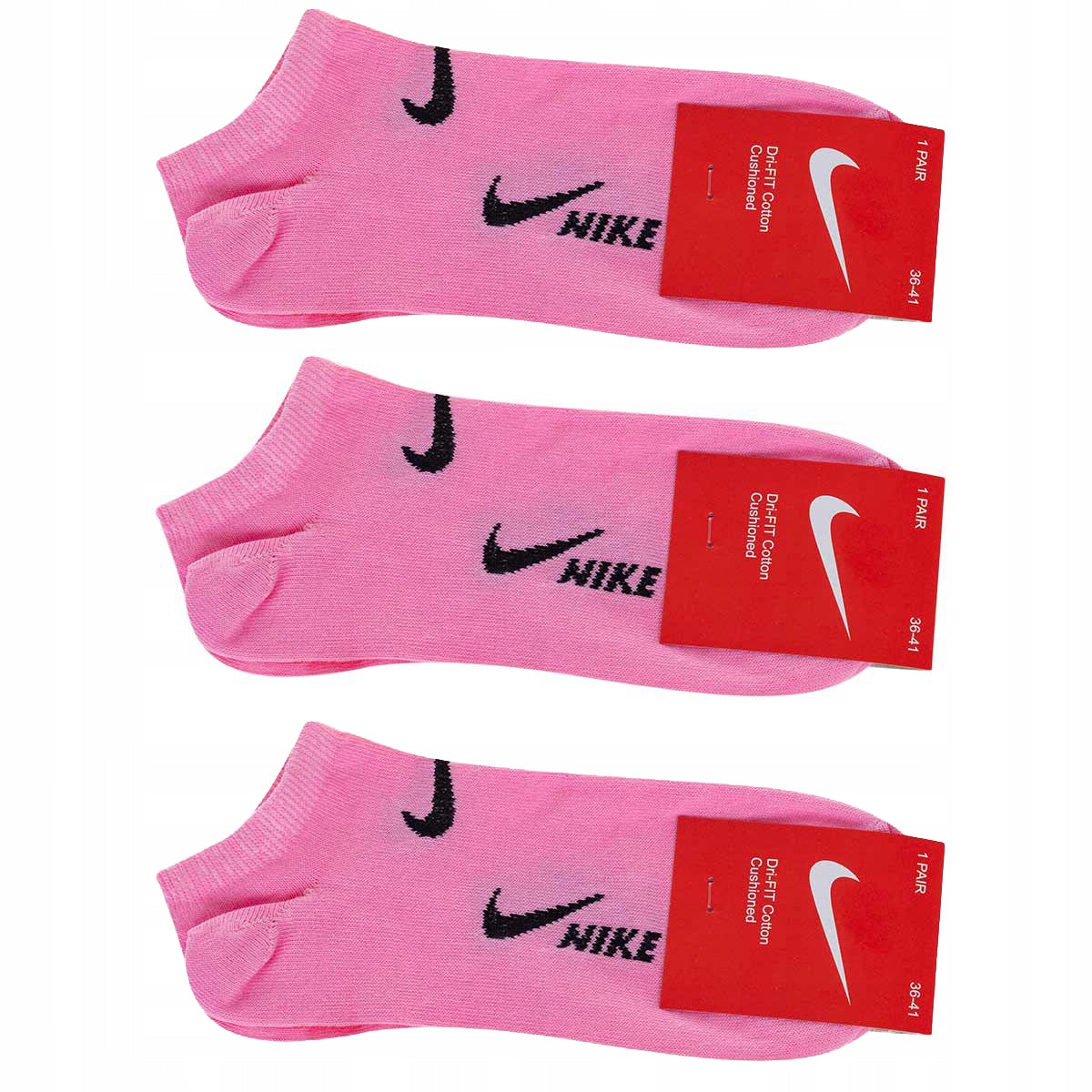 Skarpetki NIKE stopki 100% bawełna 12 PAR różowe