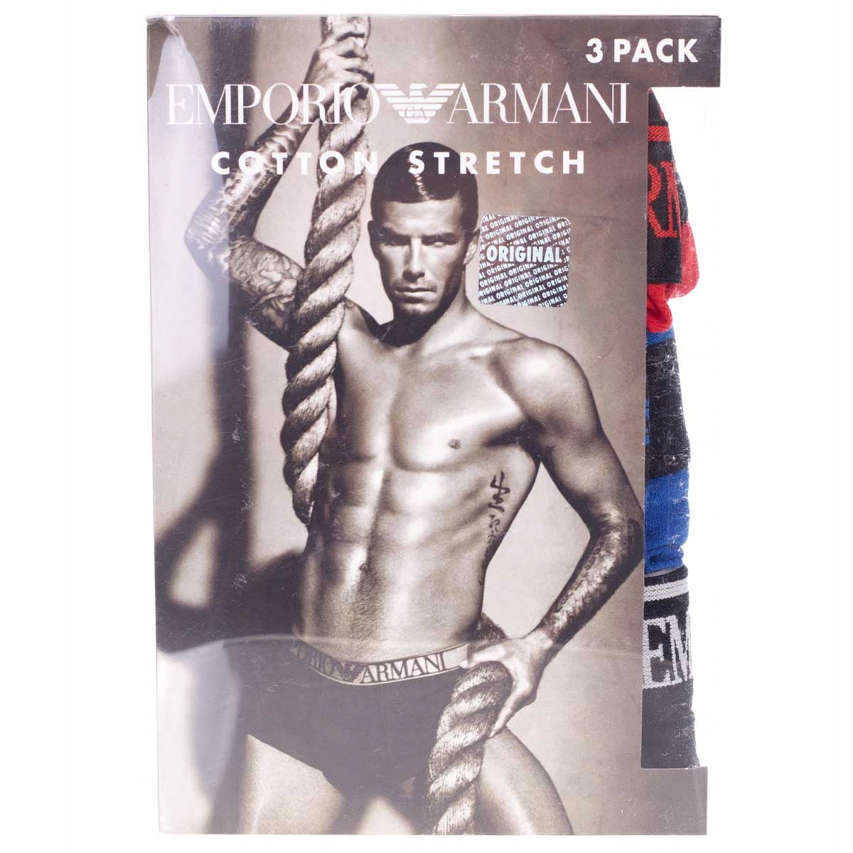 Bokserki męskie EMPORIO ARMANI majtki 3 pary czarne/czerwone/niebieskie