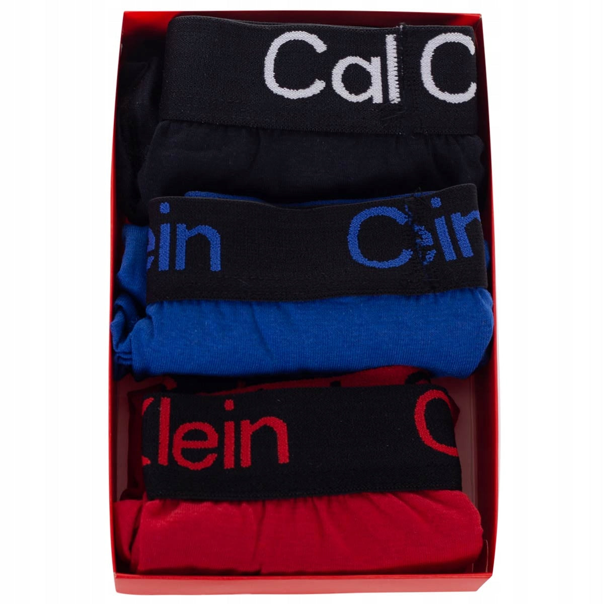 GIFTBOX Bokserki męskie CALVIN KLEIN 3 pary czarne/czerwone/niebieskie