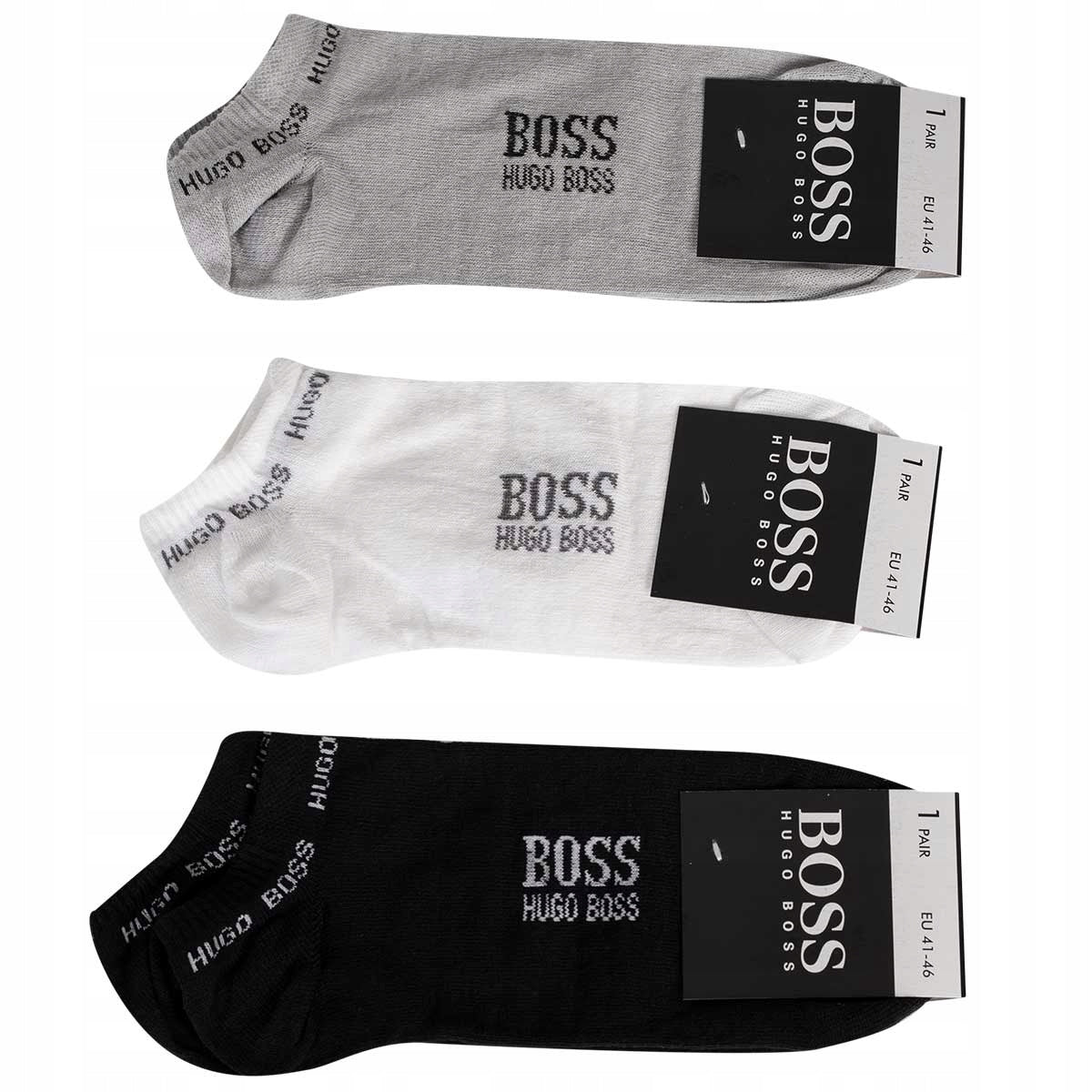 Skarpetki HUGO BOSS stopki 12 par 100% BAWEŁNA białe/szare/czarne