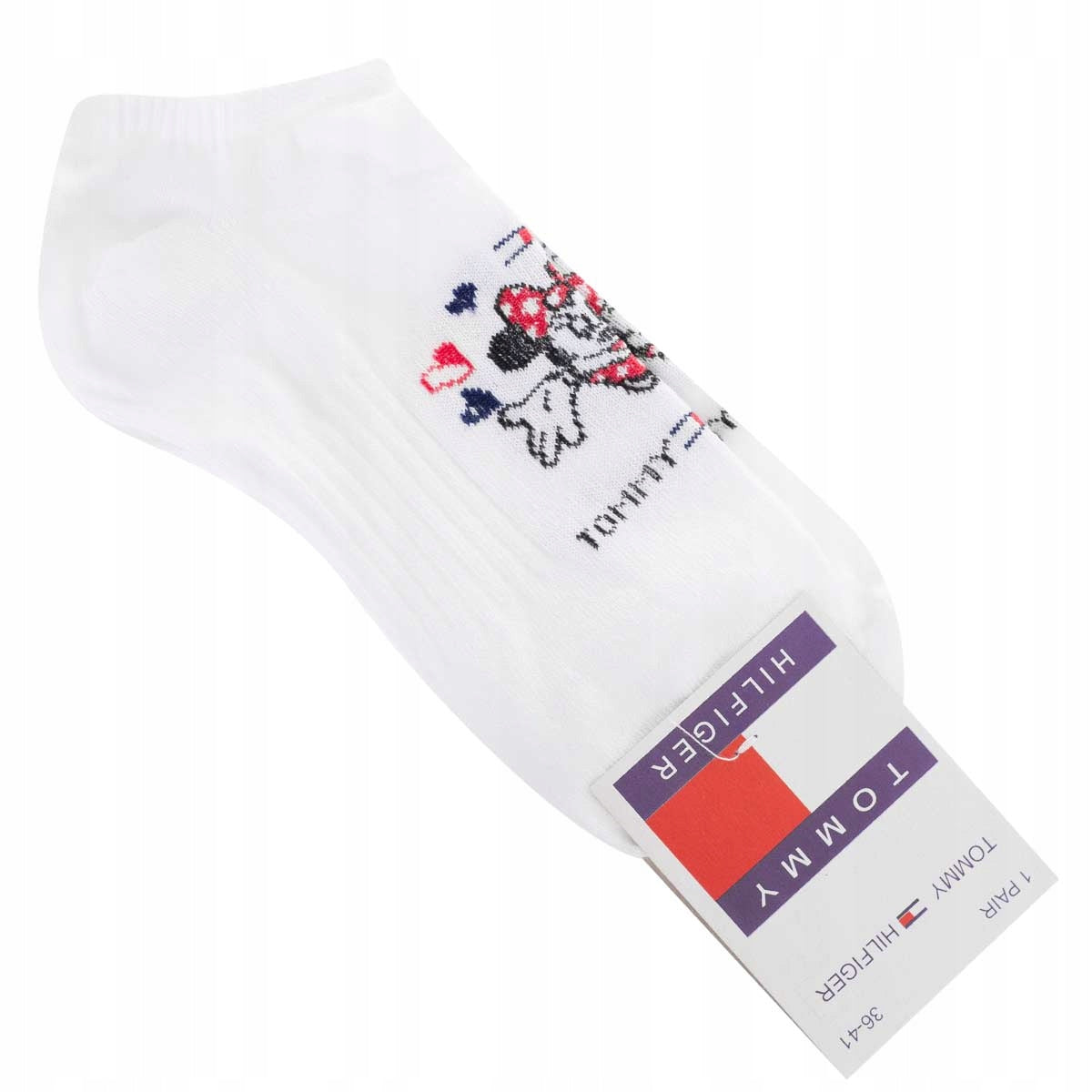 Skarpetki TOMMY HILFIGER stopki MYSZKA MINNIE 12 par BAWEŁNA białe