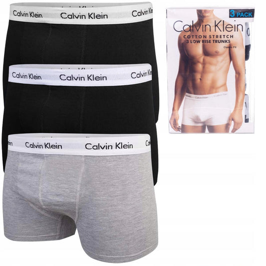Męskie bokserki bawełniane majtki CALVIN KLEIN 3P czarne, szare