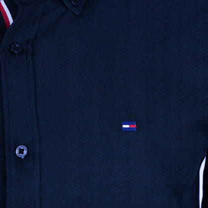 Koszula męska TOMMY HILFIGER długi rękaw BAWEŁNA granatowa