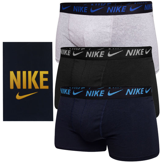 GIFTBOX Bokserki męskie NIKE majtki PREZENT 3 PARY BAWEŁNA szare, czarne, granatowe