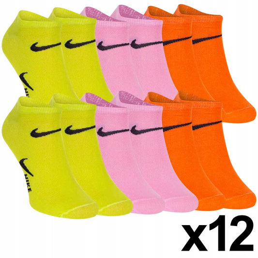 Skarpetki NIKE stopki 12 PAR pomarańczowe/różowe/limonkowa zieleń