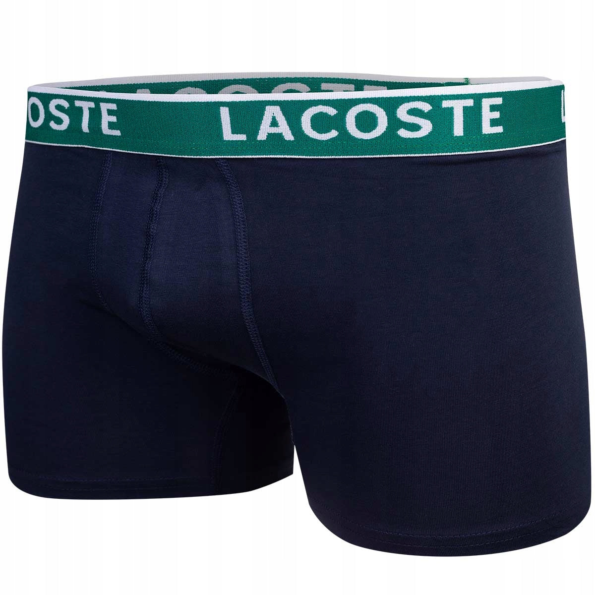 Męskie bokserki bawełniane majtki LACOSTE 3P czarne, granatowe, szare