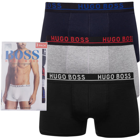 Bokserki męskie HUGO BOSS majtki 3 PARY BAWEŁNA czarne/granatowe/szare