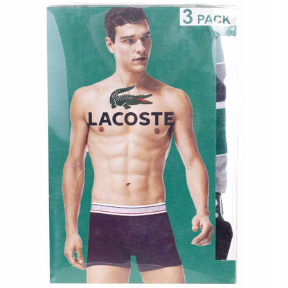 Męskie bokserki bawełniane majtki LACOSTE 3P szare, czarne