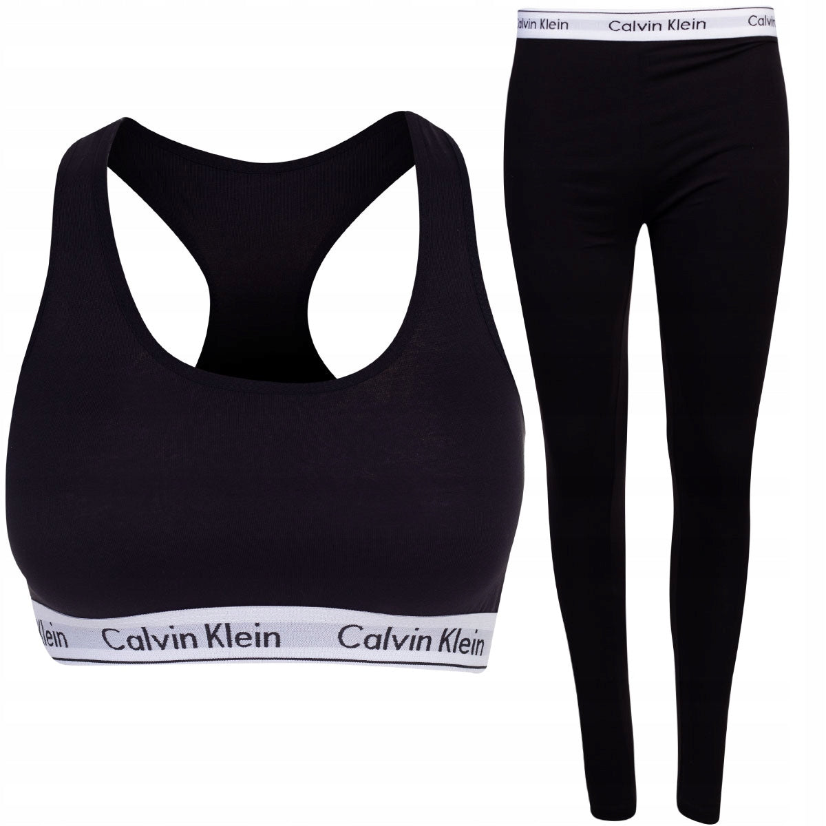 Damski komplet sportowy BAWEŁNA biustonosz + legginsy CALVIN KLEIN czarny