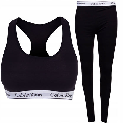 Damski komplet sportowy BAWEŁNA biustonosz + legginsy CALVIN KLEIN czarny