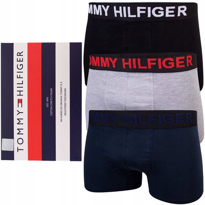 GIFTBOX Bokserki męskie TOMMY HILFIGER 3 pary granatowe/czarne/szare