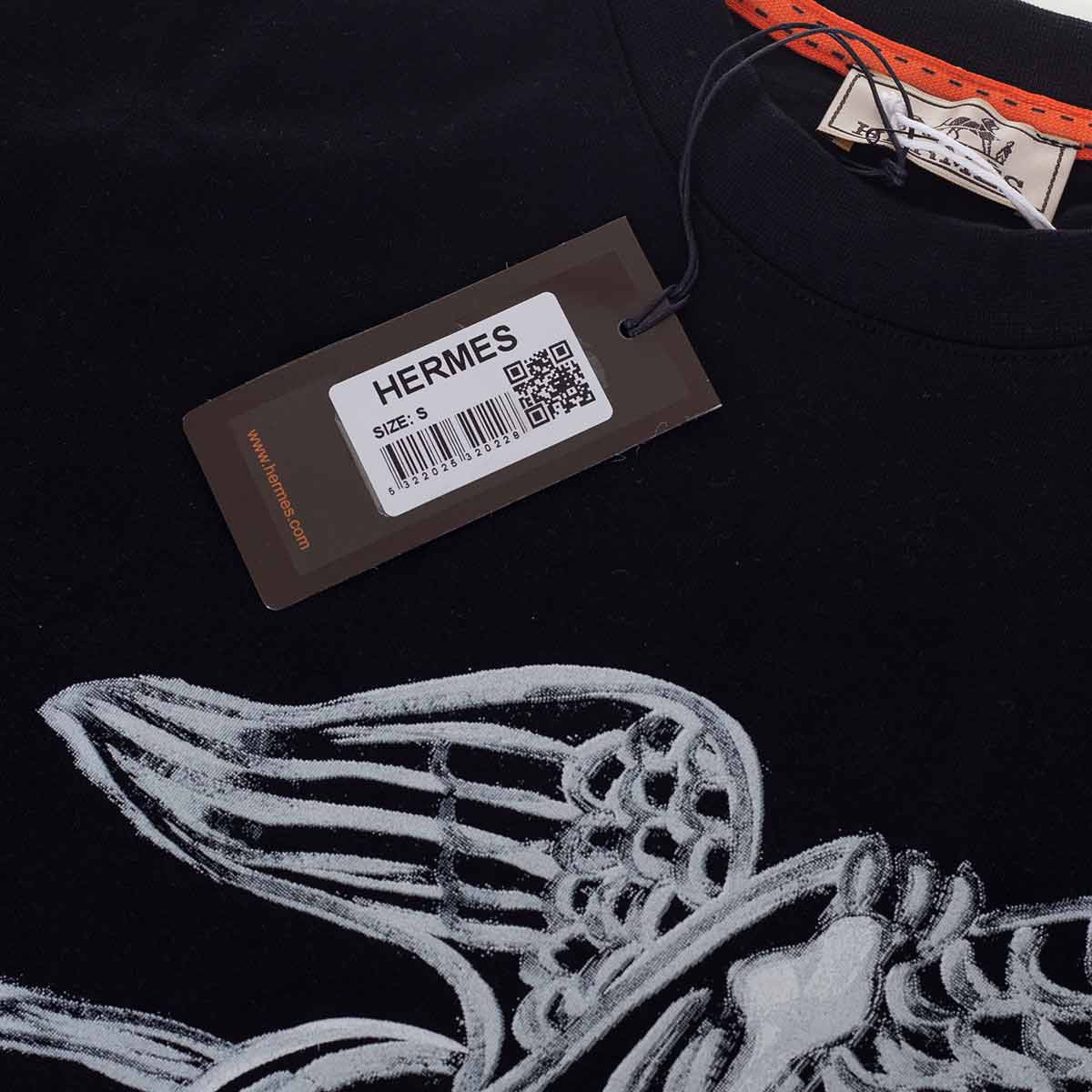 Koszulka męska t-shirt Hermès 100% bawełna czarna
