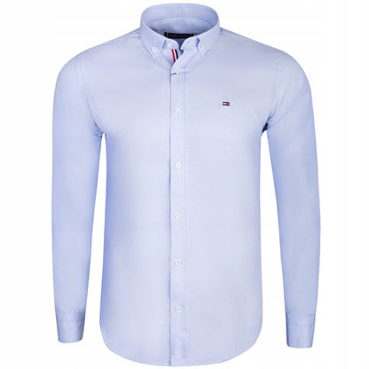 Koszula męska TOMMY HILFIGER długi rękaw BAWEŁNA niebieska