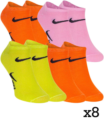 Skarpetki NIKE stopki 100% bawełna 8 PAR pomarańczowe/różowe/zielone 36-41