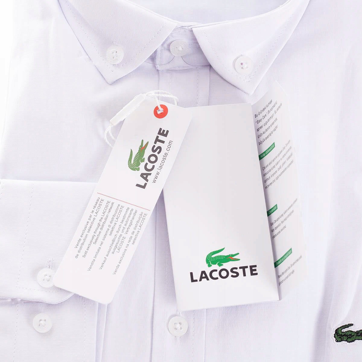 Koszula męska LACOSTE wizytowa długi rękaw BAWEŁNA biała