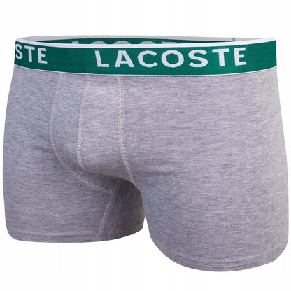 Męskie bokserki bawełniane majtki LACOSTE 3P szare, czarne