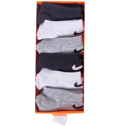 Męskie skarpetki GIFTBOX PREZENT stopki NIKE 6P czarne,białe,szare one size